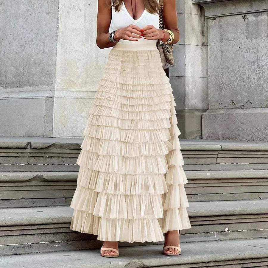 Falda de Tul Multicapa con Volados — Boho Chic