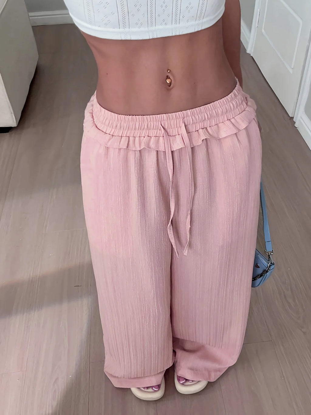 Pantalón Ancho Rosa Estilo Dopamine — Corte Relajado
