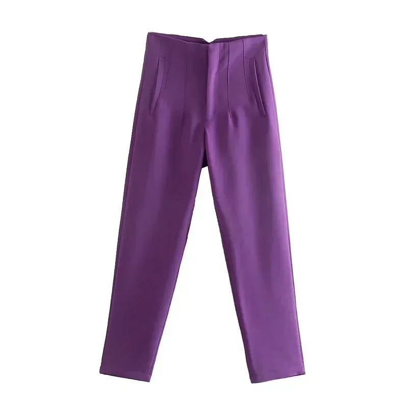 Pantalón Recto de Oficina Tiro Alto — Corte Formal