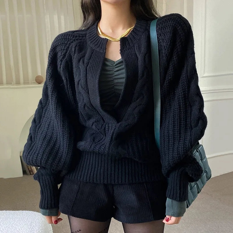 Sweater Grueso Cuello V — Streetwear Elegante