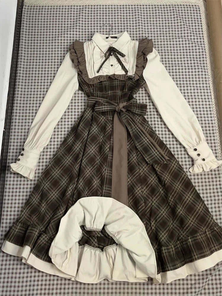 Vestido Midi a Cuadros Estilo Francés — Casual y de Oficina