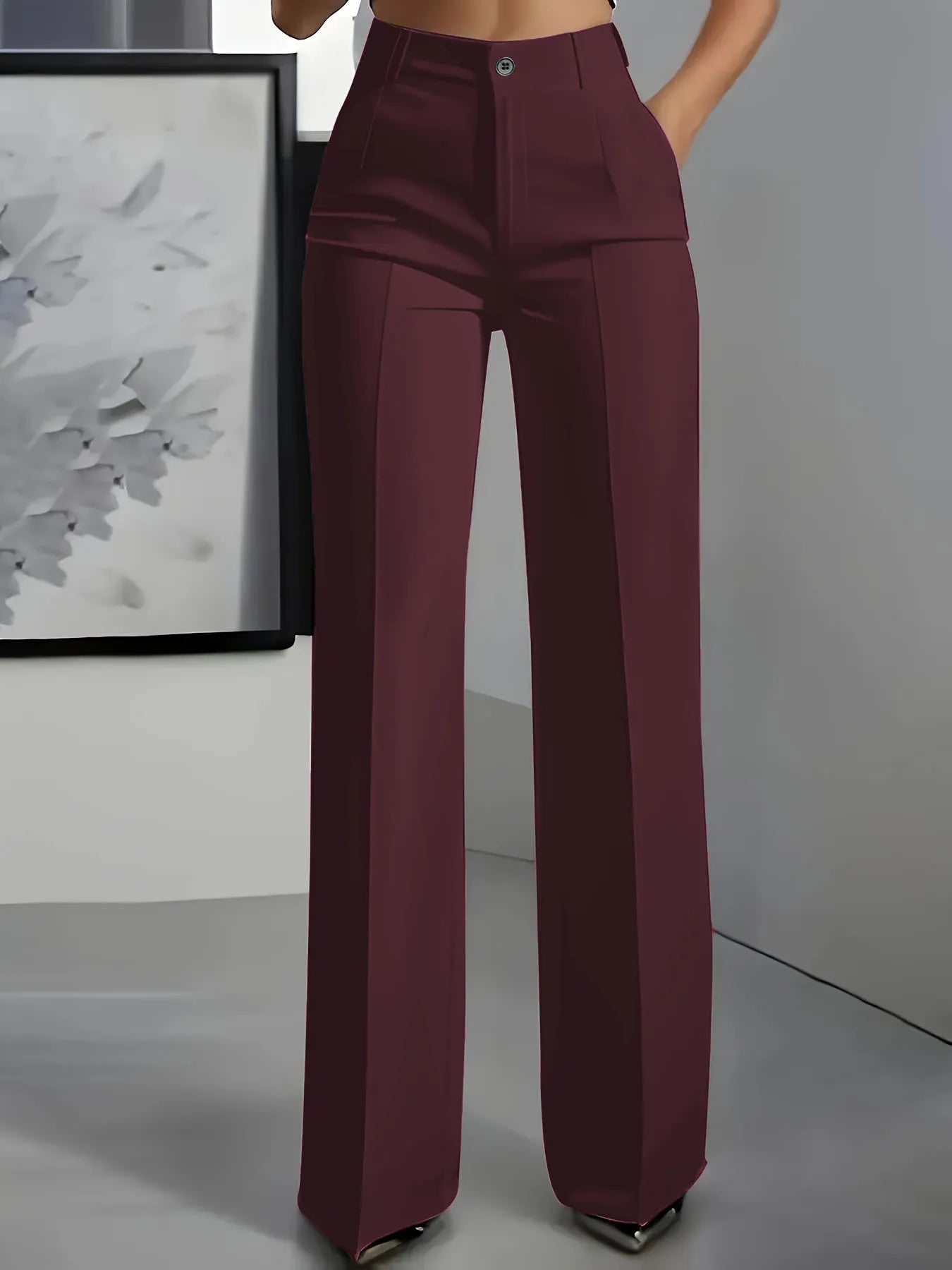 Pantalón de Vestir Recto Tiro Alto — Corte Simple y Elegante