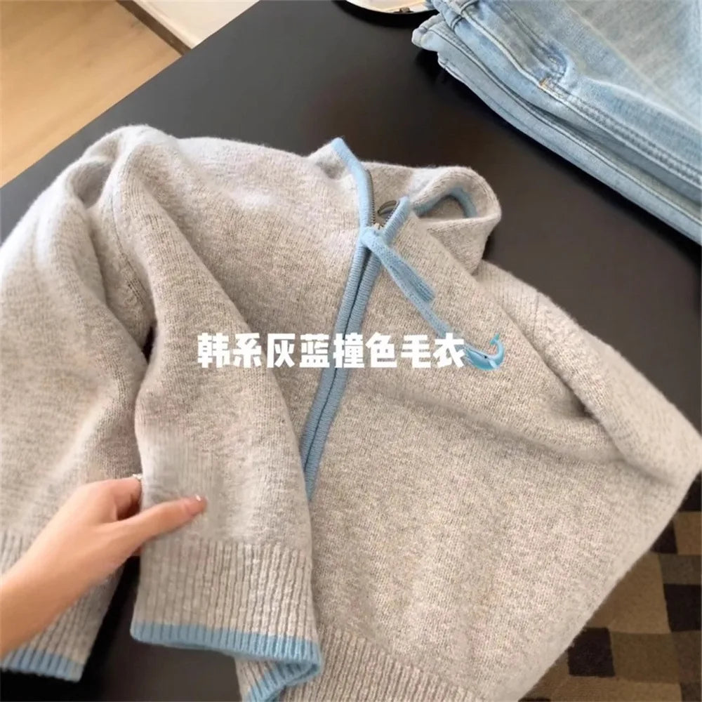 Sweater con Capucha y Cierre — Paneles Combinados