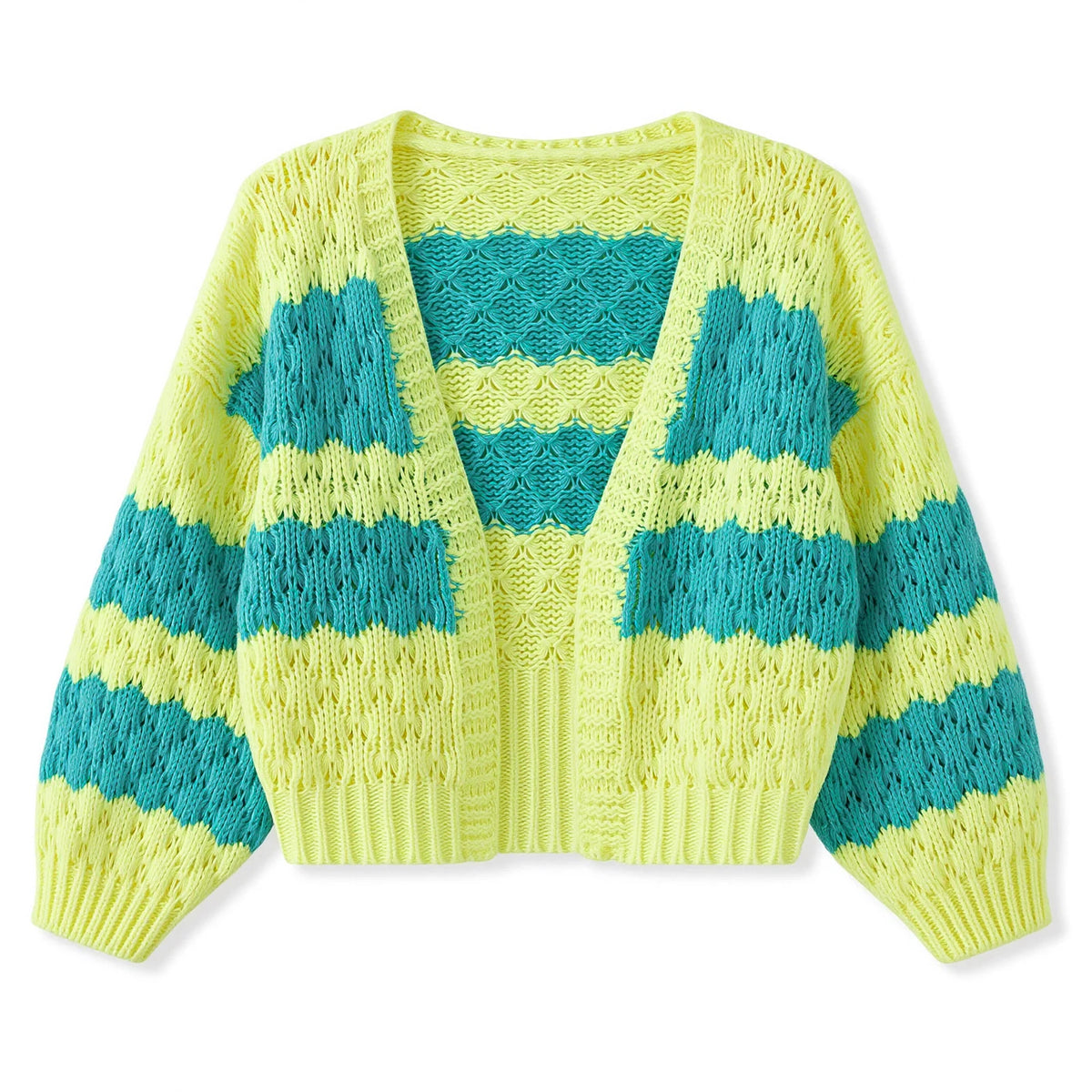 Cárdigan Oversize Color Block — Estilo Y2K Multicolor