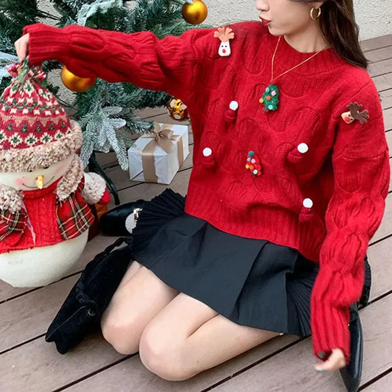 Sweater Tejido Estampado Navideño — Manga Larga