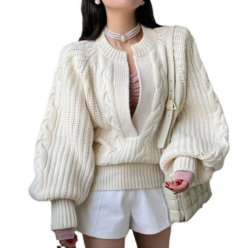 Sweater Grueso Cuello V — Streetwear Elegante