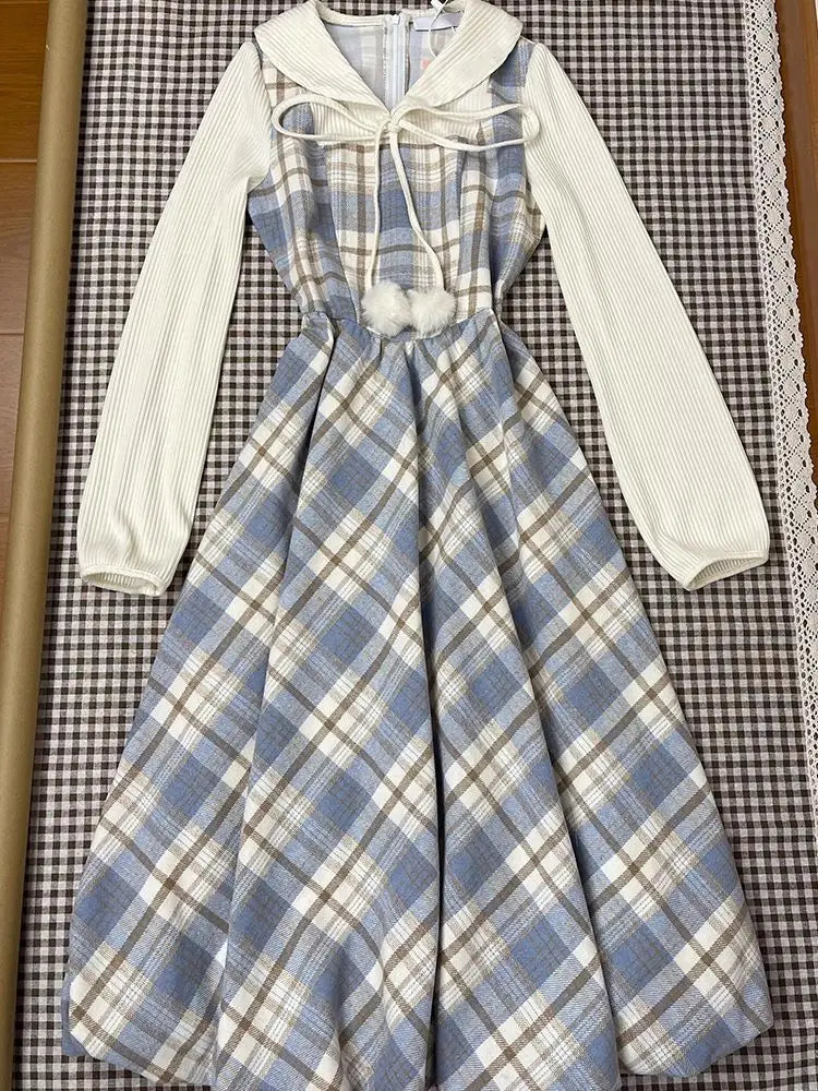 Vestido Midi a Cuadros Estilo Francés — Casual y de Oficina