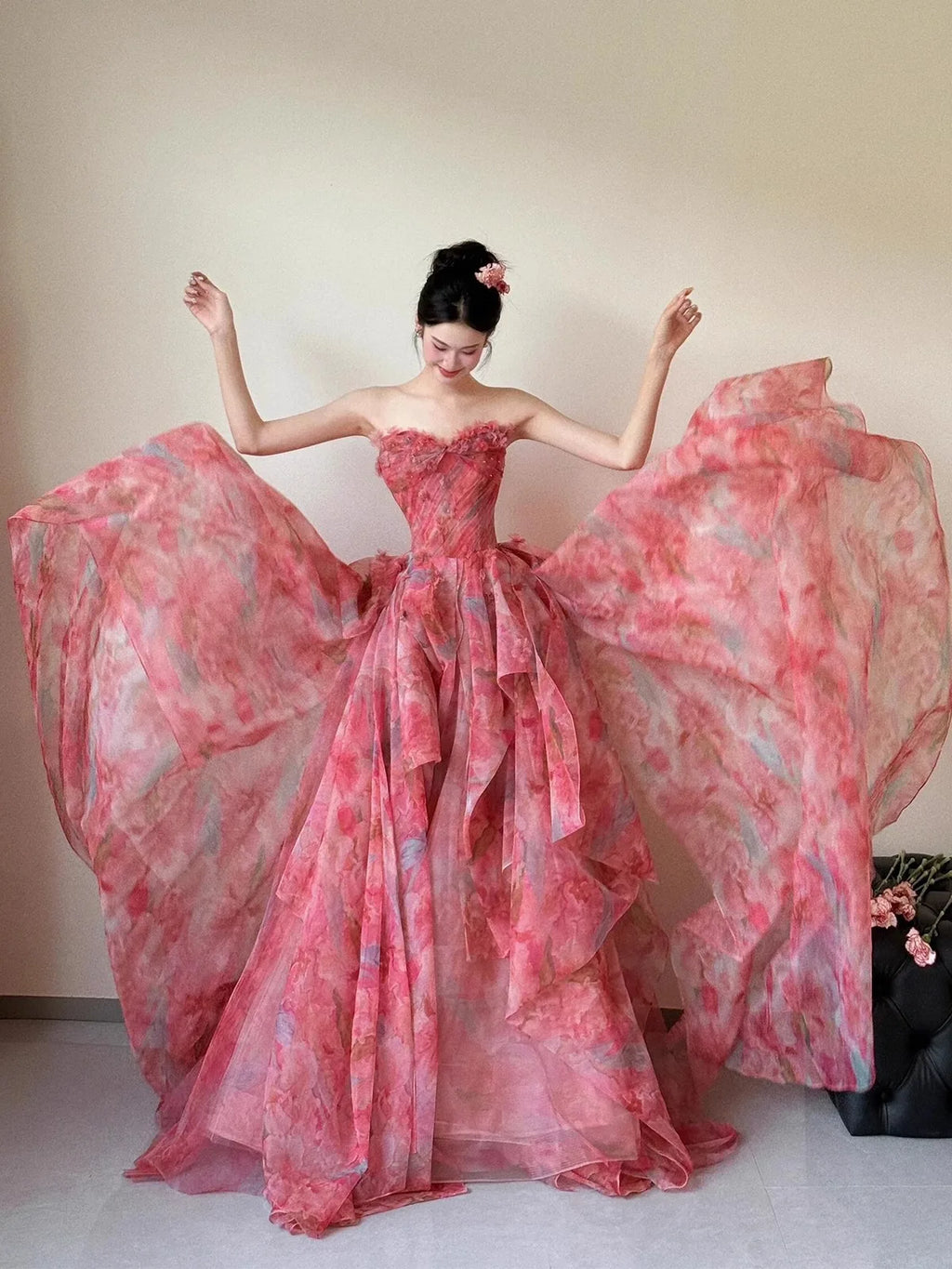 Vestido de Gala Rosa Estilo Princesa — Ocasión de Lujo