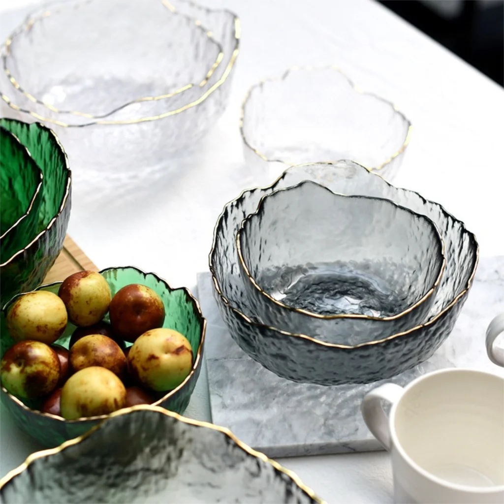 Bowl de Cristal con Borde Dorado