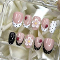 Set de Uñas Postizas con Diseño Floral y Mariquitas