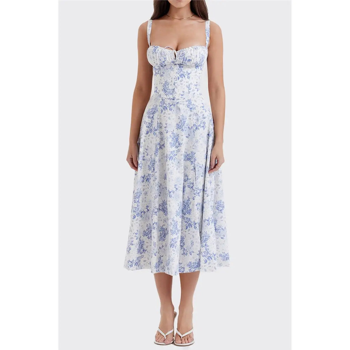 Vestido Midi Manga Globo — Estilo Casual Chic