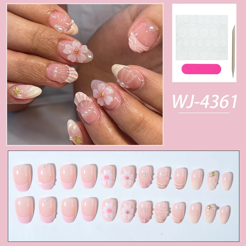 Stickers de Gel 3D para Uñas — Perlas y Flores