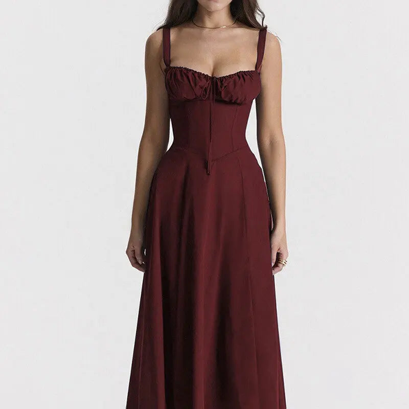 Vestido Midi Estilo Corsé Floral — Silueta Ajustada Vintage