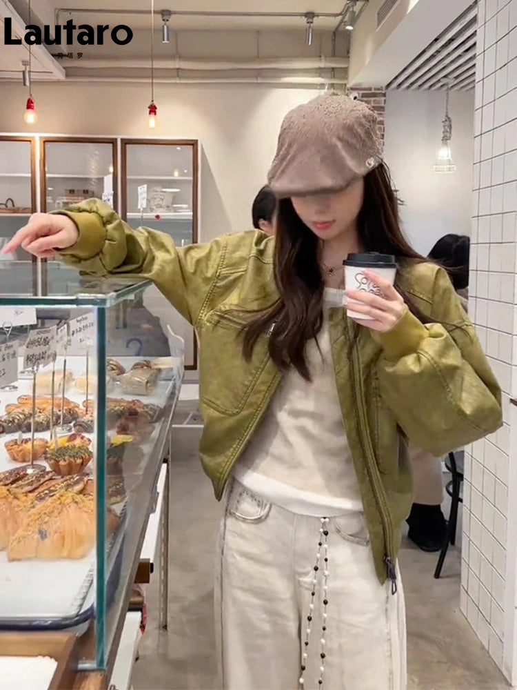 Chaqueta Bomber de Cuero Vegano — Cierre Metálico