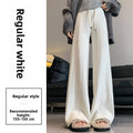 Pantalón Tejido Blanco Tiro Alto — Pierna Ancha Drapeada