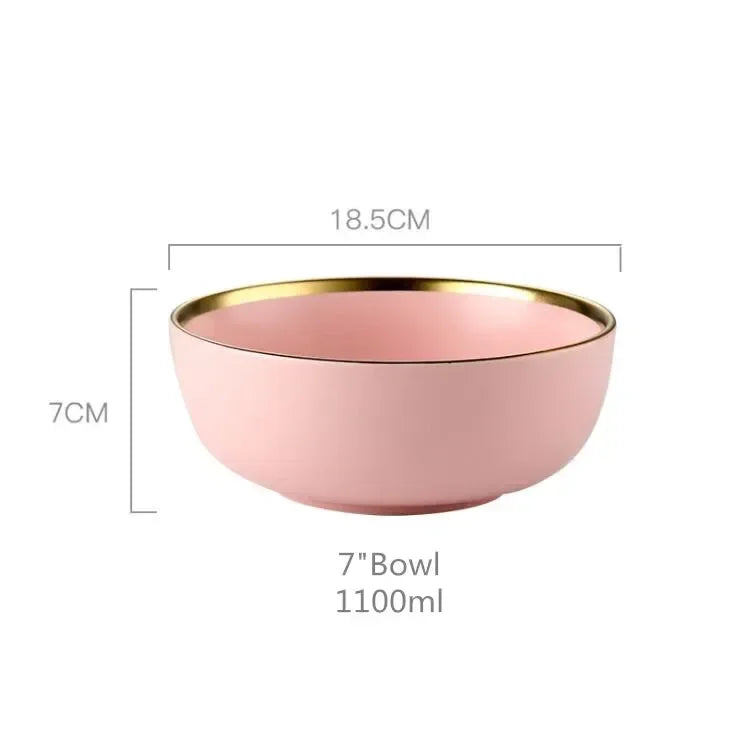Set de Vajilla Porcelana Borde Dorado