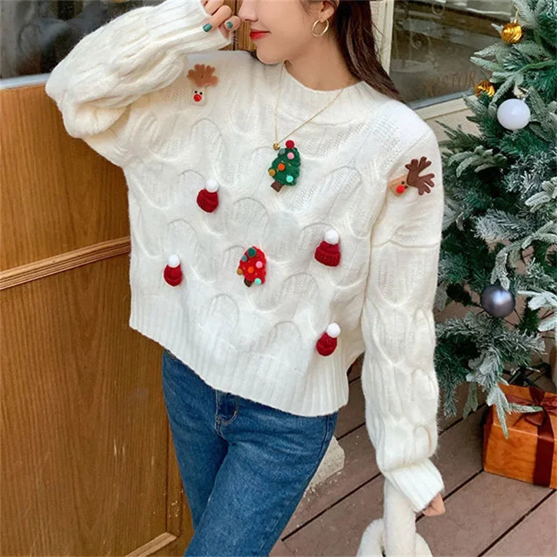 Sweater Tejido Estampado Navideño — Manga Larga