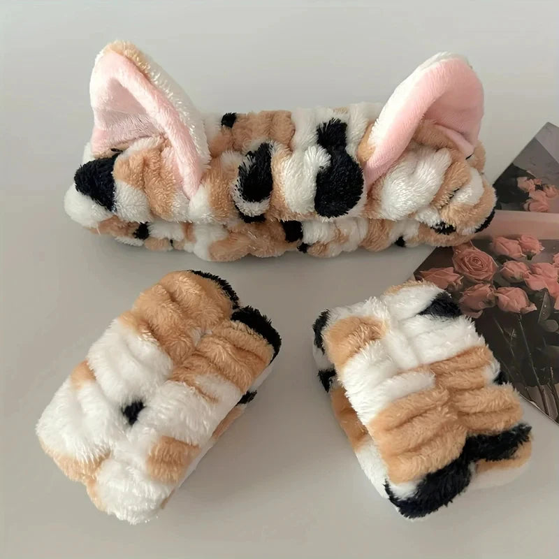 Set de Diadema y Muñequera con Orejas de Gato