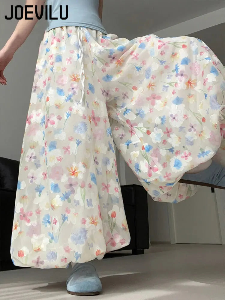 Pantalón Palazzo Floral — Tiro Alto Estilo Boho Francés