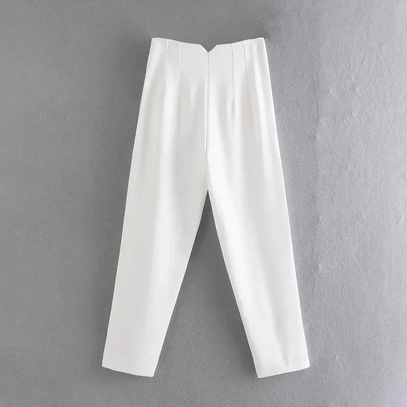 Pantalón Recto de Oficina Tiro Alto — Corte Formal