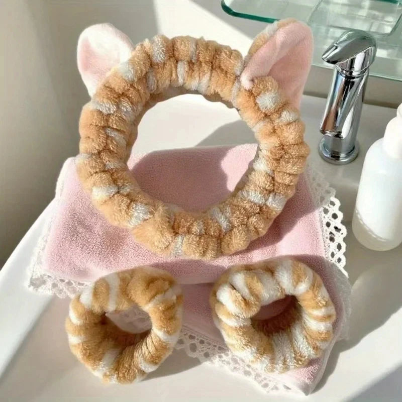 Set de Diadema y Muñequera con Orejas de Gato