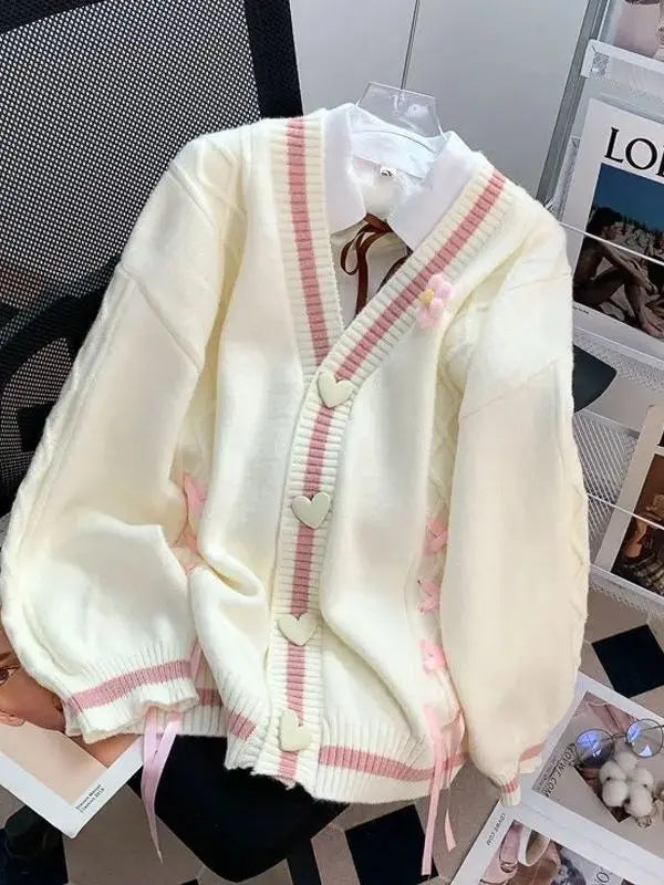 Cárdigan Holgado con Nudo Decorativo — Cuello V