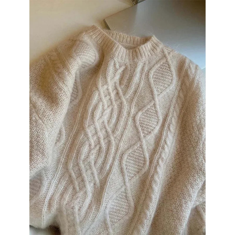 Sweater Vintage Cuello Redondo — Corte Holgado Casual