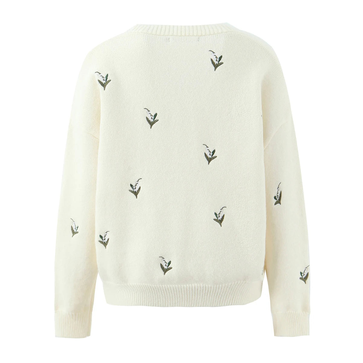 Cárdigan Oversize Bordado Floral — Cuello V Holgado