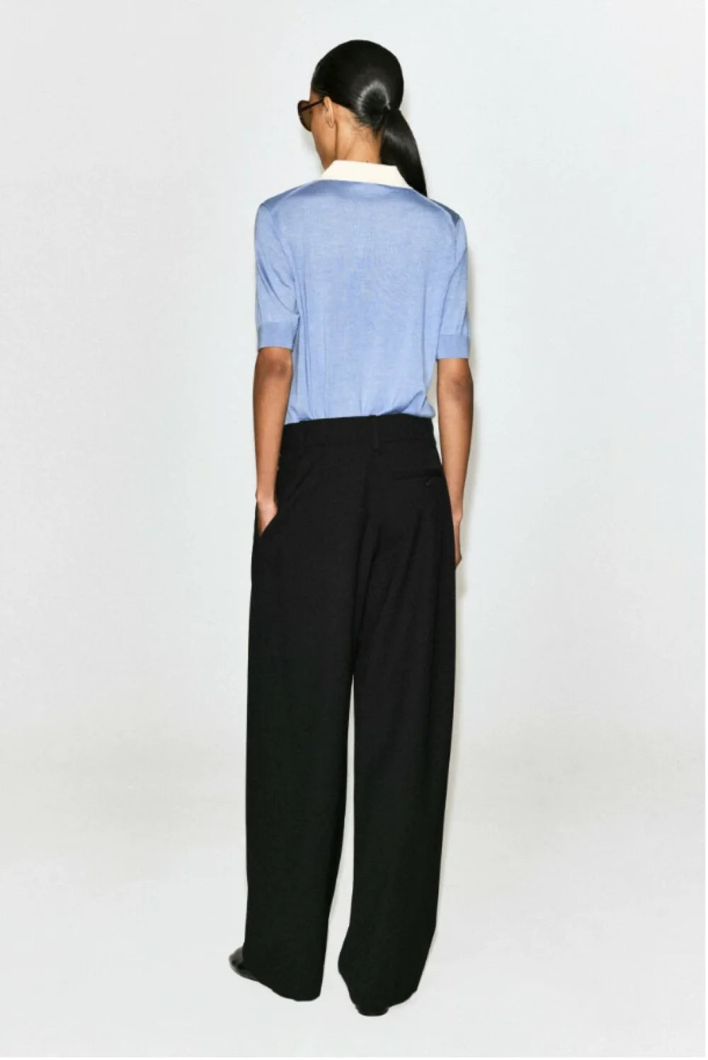 Top Tejido Estilo Polo Azul