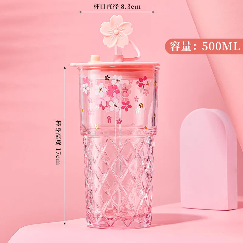 Vaso Reutilizable Sakura con Bombilla