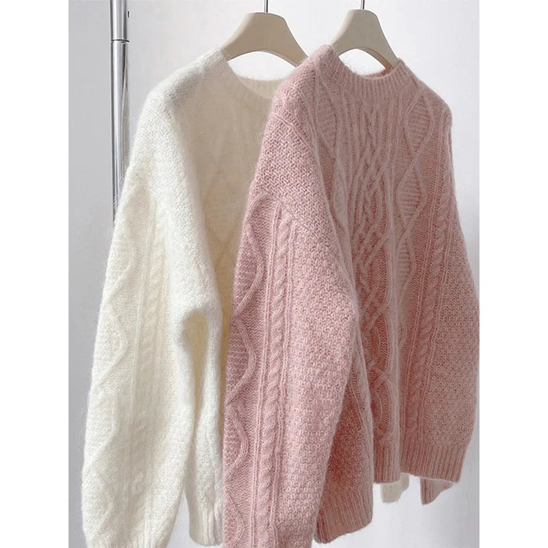 Sweater Vintage Cuello Redondo — Corte Holgado Casual