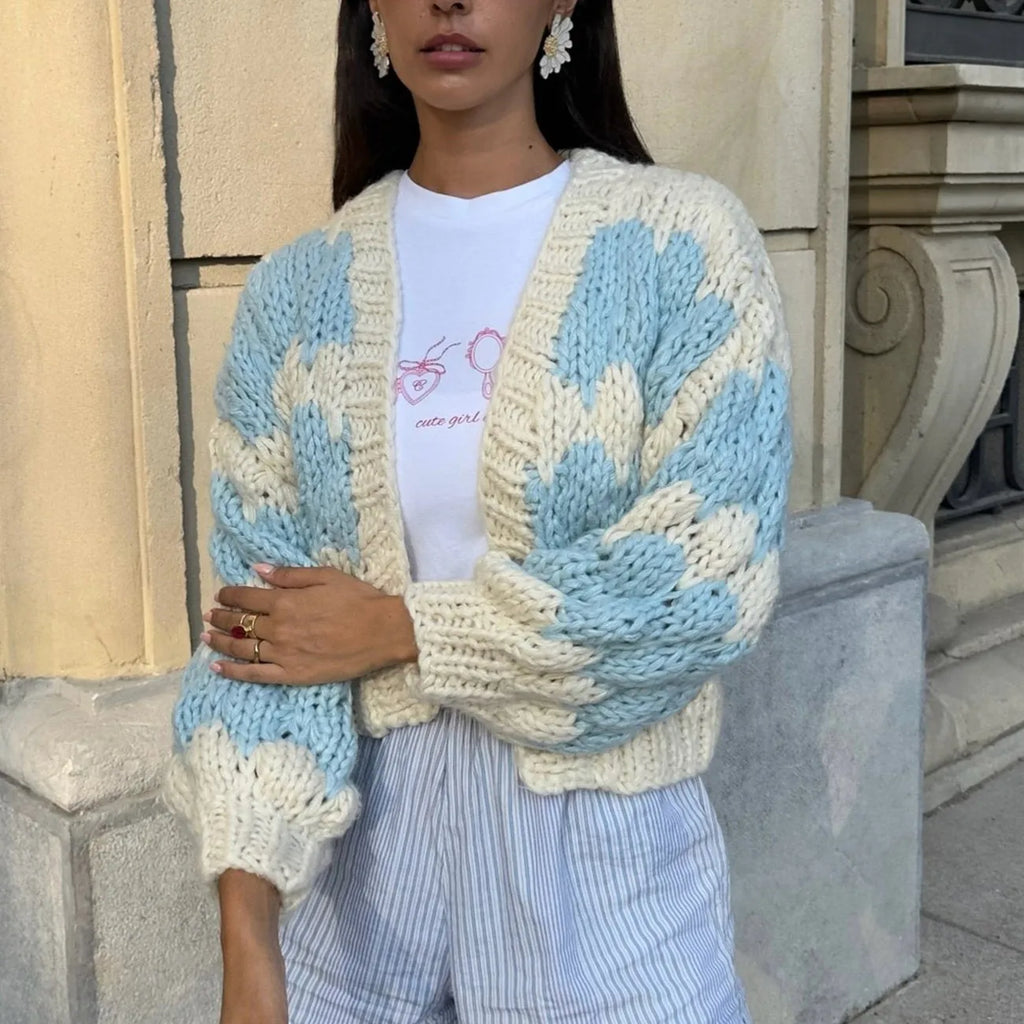 Cárdigan Oversize Color Block — Estilo Y2K Multicolor