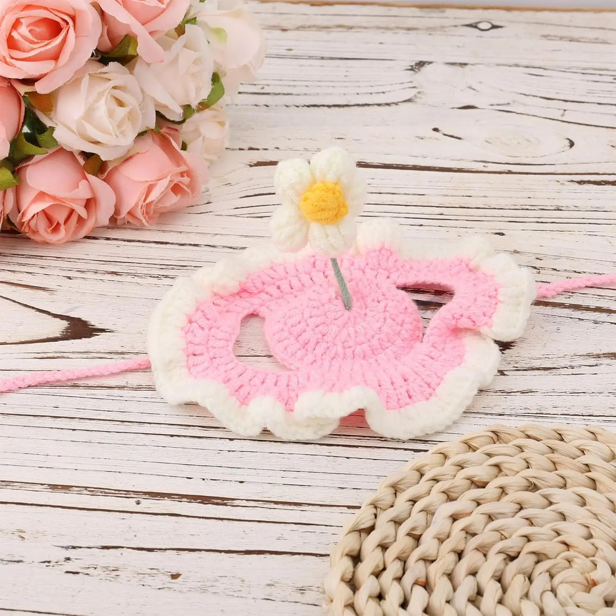 Gorro Tejido Flor para Mascota