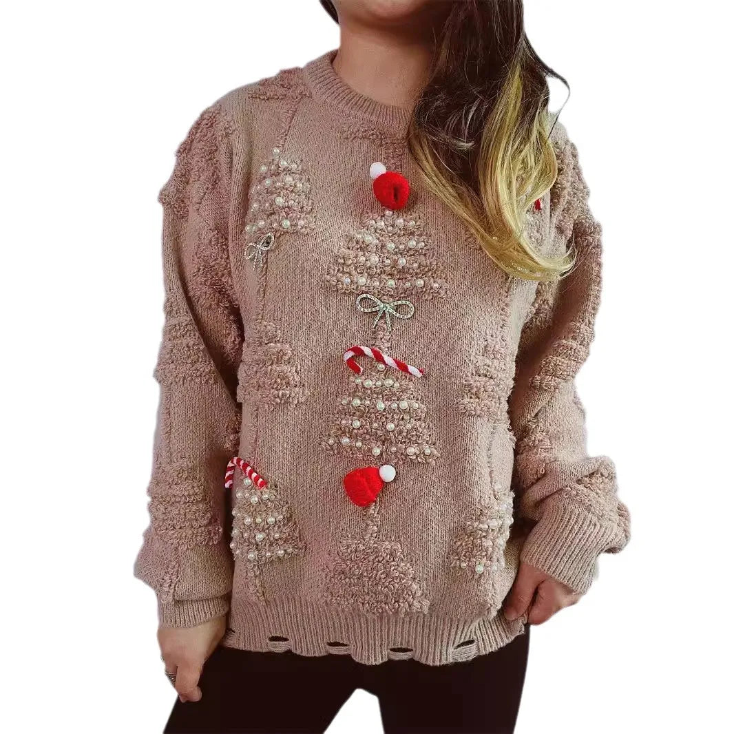 Sweater Navideño Grueso — Cuello Redondo Manga Larga