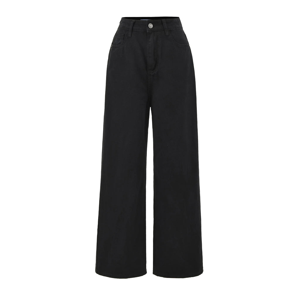 Jeans Anchos Vintage Tiro Alto — Estilo Retro Americano