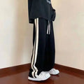 Pantalón Ancho a Rayas Estilo Coreano — Cintura Elástica