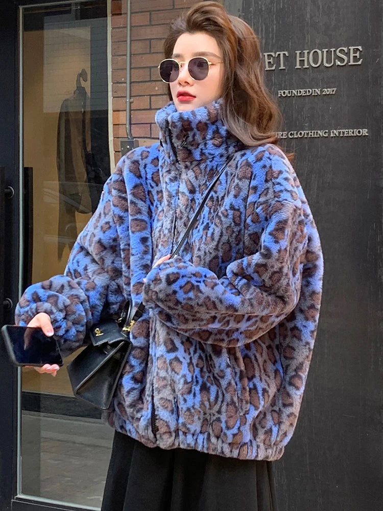 Abrigo Oversize de Piel Sintética Leopardo