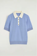 Top Tejido Estilo Polo Azul
