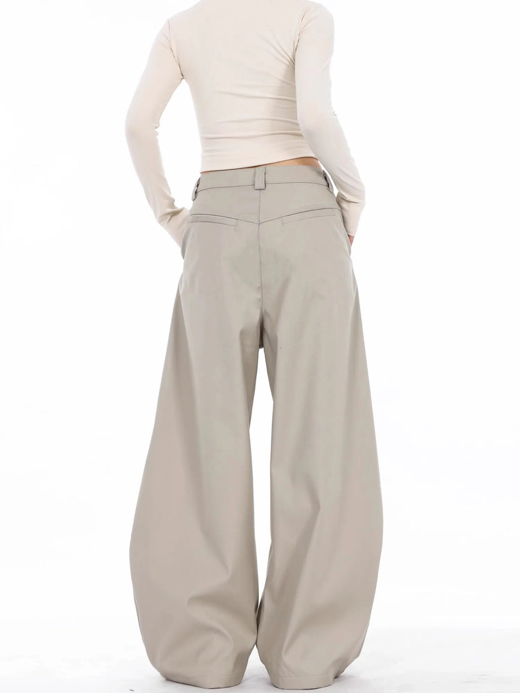 Pantalón de Vestir Recto Tiro Alto — Estilo Coreano de Oficina