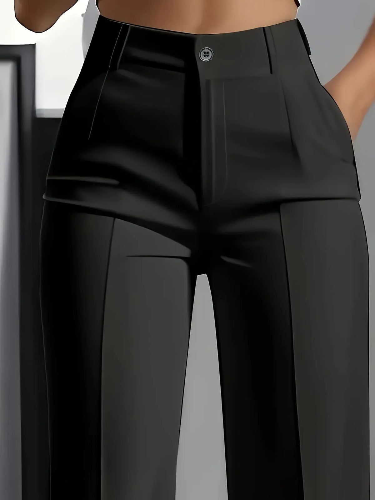 Pantalón de Vestir Recto Tiro Alto — Corte Simple y Elegante