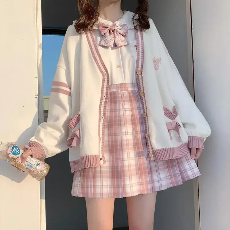 Cárdigan Oversize Bordado — Estilo Harajuku