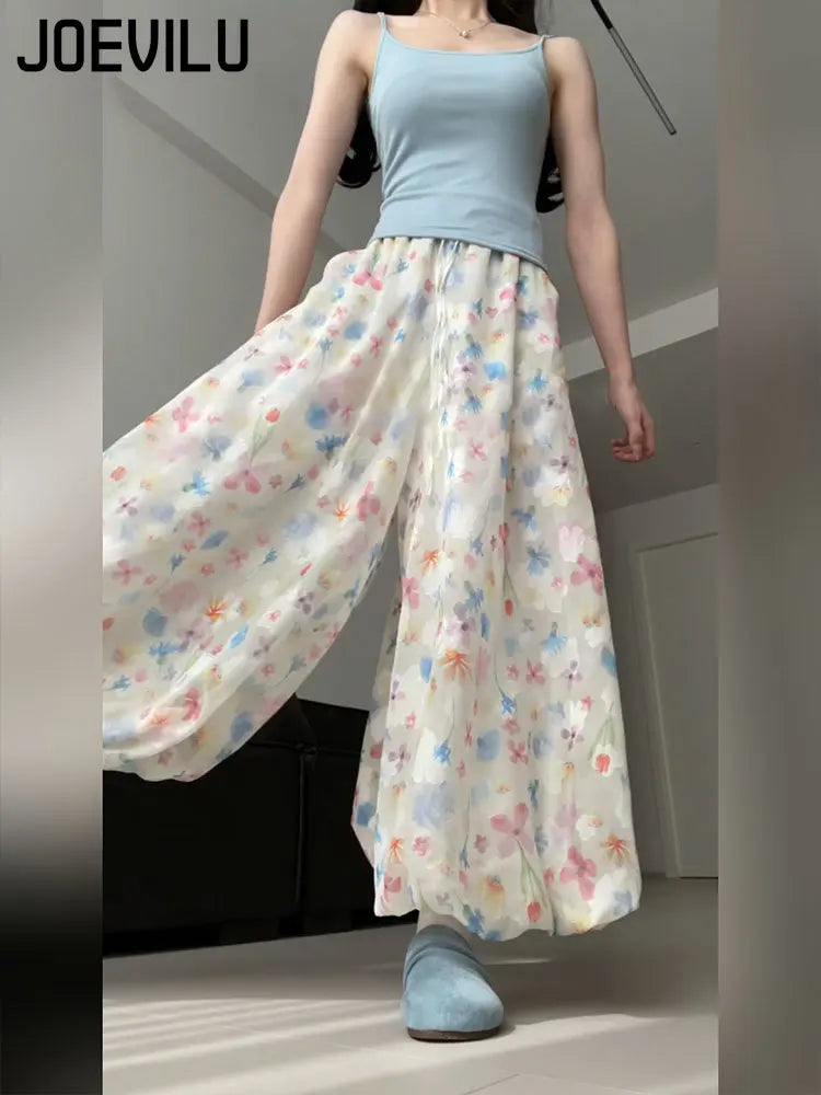 Pantalón Palazzo Floral — Tiro Alto Estilo Boho Francés