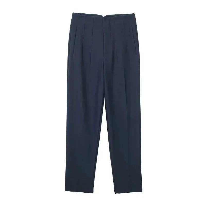 Pantalón Recto de Oficina Tiro Alto — Corte Formal