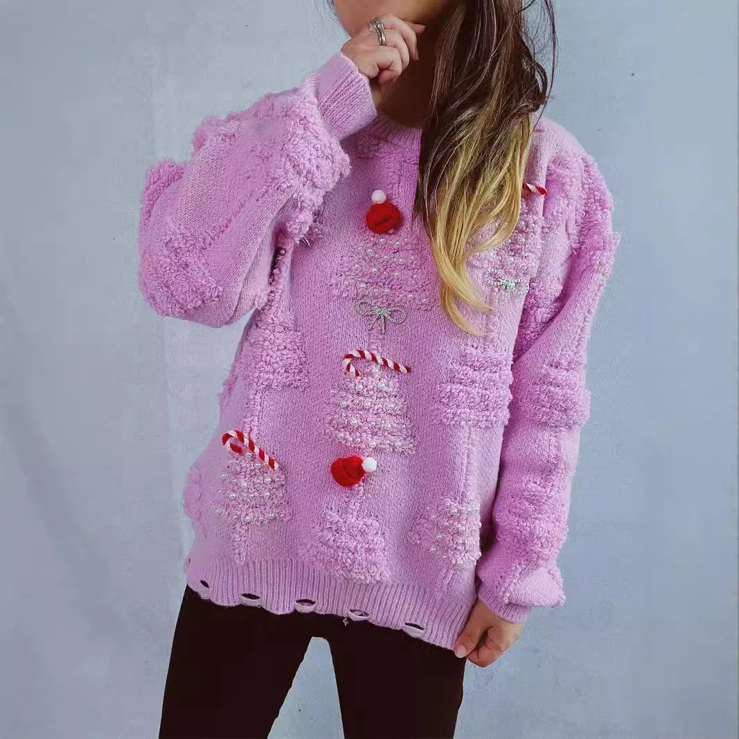 Sweater Navideño Grueso — Cuello Redondo Manga Larga