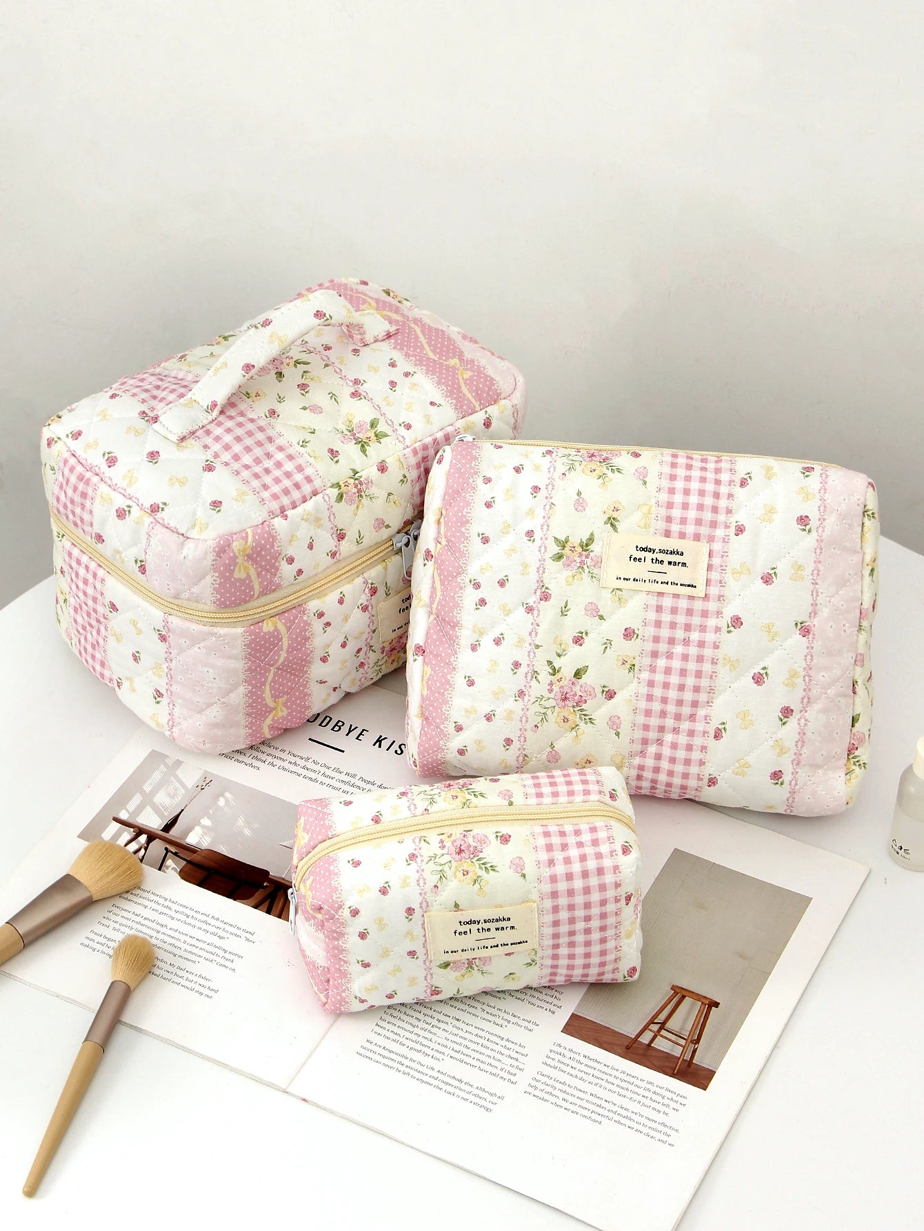 Neceser Acolchado Rosa — Gran Capacidad