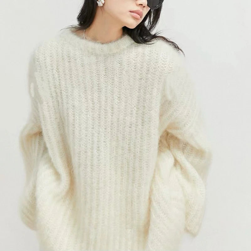 Sweater Oversize Afelpado Liso — Manga Larga Suave