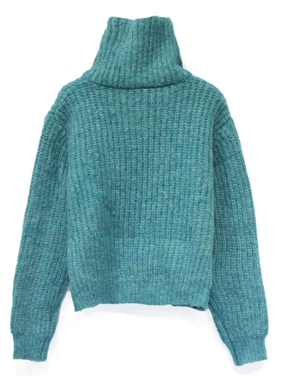 Cárdigan Vintage Cuello Alto — Botones Florales