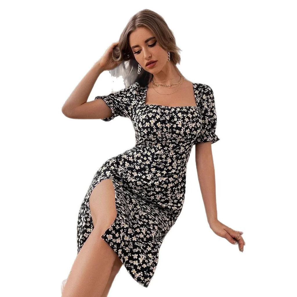 Vestido Midi Floral Manga Pétalo — Estilo Fresco