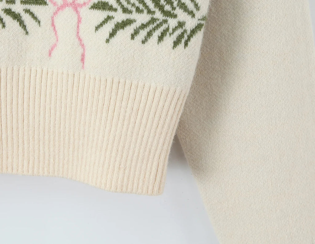 Cárdigan Tejido Raglán Bicolor — Detalle Navideño
