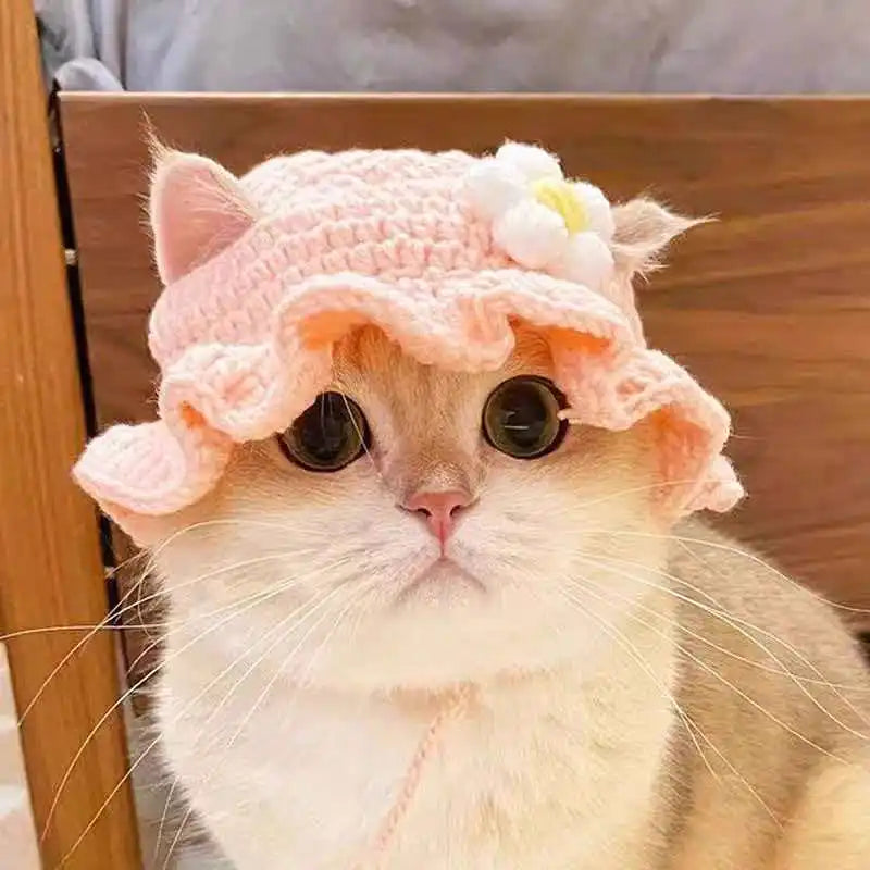 Gorro Tejido Flor para Mascota